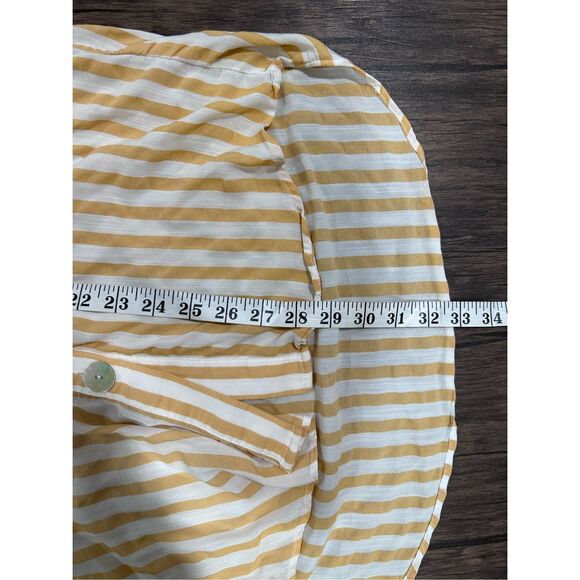 Zara Trf Collection Mustard Yellow Striped Mother of Pearl Blouse Size XS - Picture 12 of 13